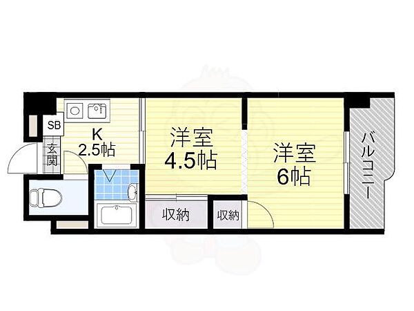 カルム東豊中 ｜大阪府豊中市東豊中町５丁目(賃貸マンション2K・5階・30.00㎡)の写真 その2