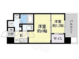 Osaka Metro御堂筋線 江坂駅 徒歩7分の賃貸マンション 2階2Kの間取り