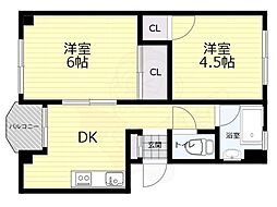 第二穂波コーポ 2DKの間取図画像