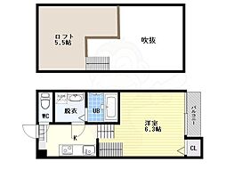 プランドルアムール江坂 1Kの間取図画像