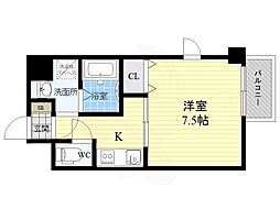 ラドゥセール江坂2 ワンルームの間取図画像