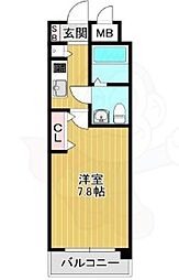 レジュールアッシュ江坂 1Kの間取図画像