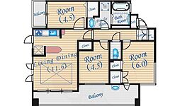 プロパレス江坂南レジグランツ 3LDKの間取図画像