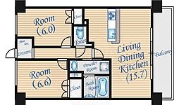 トレーゼ旭 2LDKの間取図画像