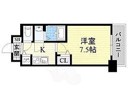 ディームス江坂 1Kの間取図画像