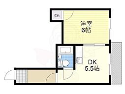 サンフラワーマンション淀川 1DKの間取図画像