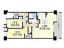 ディーグラフォート千里中央 2LDKの間取図画像