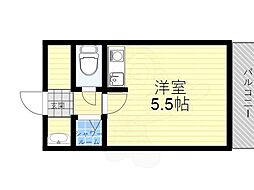 クレイドル江坂 1DKの間取図画像