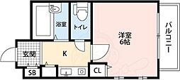 プロシード新大阪 1Kの間取図画像