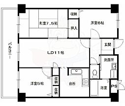 ハルフィー江坂 3LDKの間取図画像