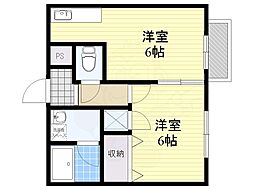 光栄ハイツ江坂 1DKの間取図画像