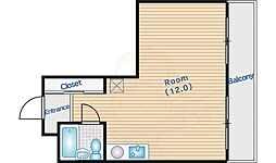 ハイツ衣笠 1Kの間取図画像