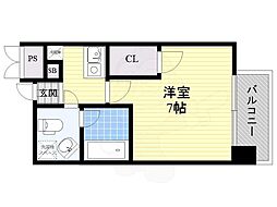 アスール江坂3rd 1Kの間取図画像