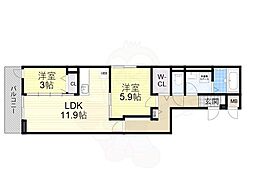 ラ・パーチェ江坂1 2LDKの間取図画像