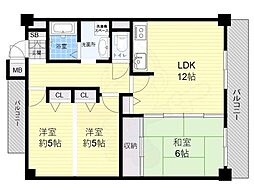 ラヴィア・フォーレ千里山 2LDKの間取図画像