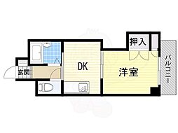 第2東三国グランドハイツ北 1DKの間取図画像
