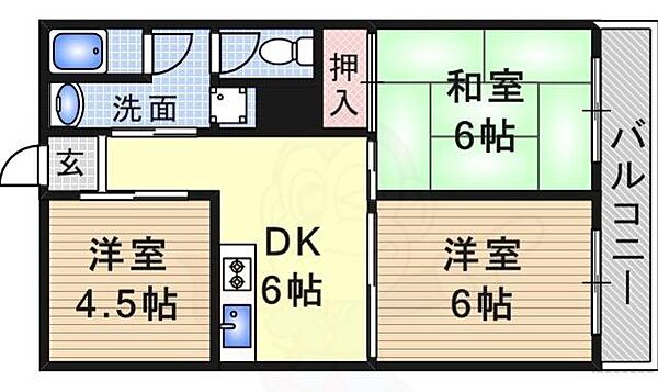 長楽園第二ハイム 201｜兵庫県伊丹市荻野西２丁目(賃貸アパート3DK・2階・52.16㎡)の写真 その2