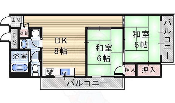 メゾンINAKO・1 203｜兵庫県伊丹市野間北３丁目(賃貸マンション2DK・2階・47.50㎡)の写真 その2