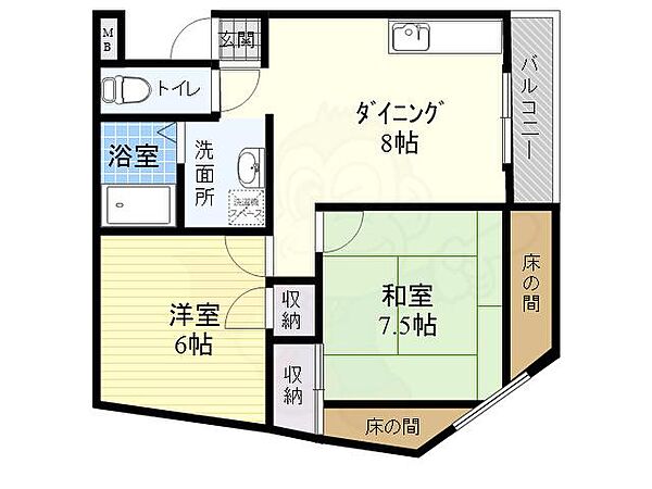 御園第1マンション ｜兵庫県伊丹市鴻池４丁目(賃貸マンション2LDK・2階・53.64㎡)の写真 その2