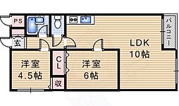 ガーデンハイツ伊丹 2LDKの間取図画像