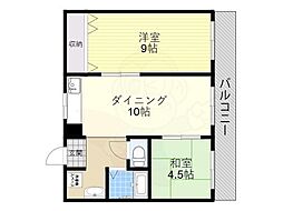 リバティハイツ 2LDKの間取図画像