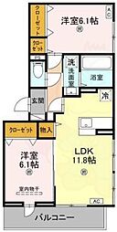 尼崎市塚口町5丁目アパート 2LDKの間取図画像