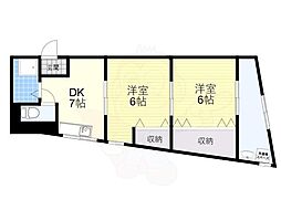 島上マンション 2LDKの間取図画像