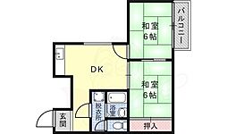 アスエ野間 2DKの間取図画像