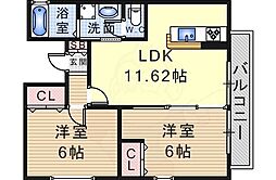 エトワール稲野 2LDKの間取図画像