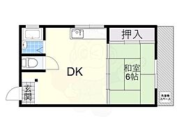 伊丹ハイツ 1DKの間取図画像