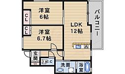 エトワール稲野 2LDKの間取図画像