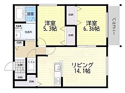 ルミエール野間北 2LDKの間取図画像