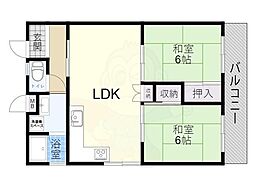 南本町ホビーハイツ 2LDKの間取図画像