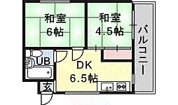 グローリーM 2DKの間取図画像