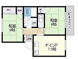 メゾンアベニュー2 2DKの間取図画像