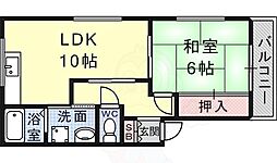 吉田ハイツ 1LDKの間取図画像