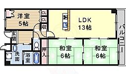 レクシア伊丹 3LDKの間取図画像