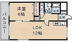 若菱ハイツ 1LDKの間取図画像