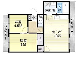 メゾンブランシェ88 2LDKの間取図画像