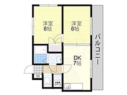 ヴィラ瑞ケ丘 2DKの間取図画像