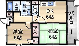 荻野MGレヂデンス2 2DKの間取図画像