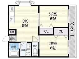 第2田中マンション 2LDKの間取図画像