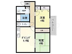 秀栄ハイツ武庫之荘 2DKの間取図画像