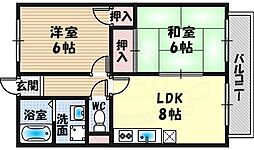 荻野MGレヂデンス2 2DKの間取図画像