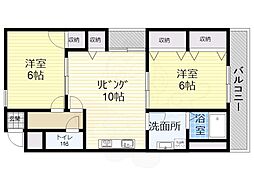 コリーヌベール 2LDKの間取図画像
