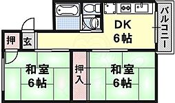 池永ハイツ 2DKの間取図画像