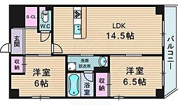 キャトルセゾン荒牧 2LDKの間取図画像