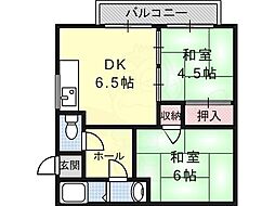 ひかりハイツ 2DKの間取図画像