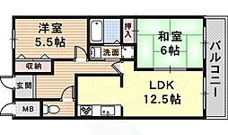 サニーコート伊丹 2LDKの間取図画像