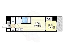 アーバンパーク新大阪 1LDKの間取図画像